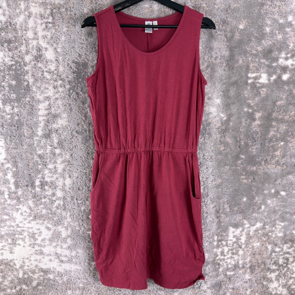 Aventura Size M Eco Organic Cotton Knit Elastic Waist Dress Red Sleeveless Women